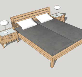 北欧双人床SU模型下载